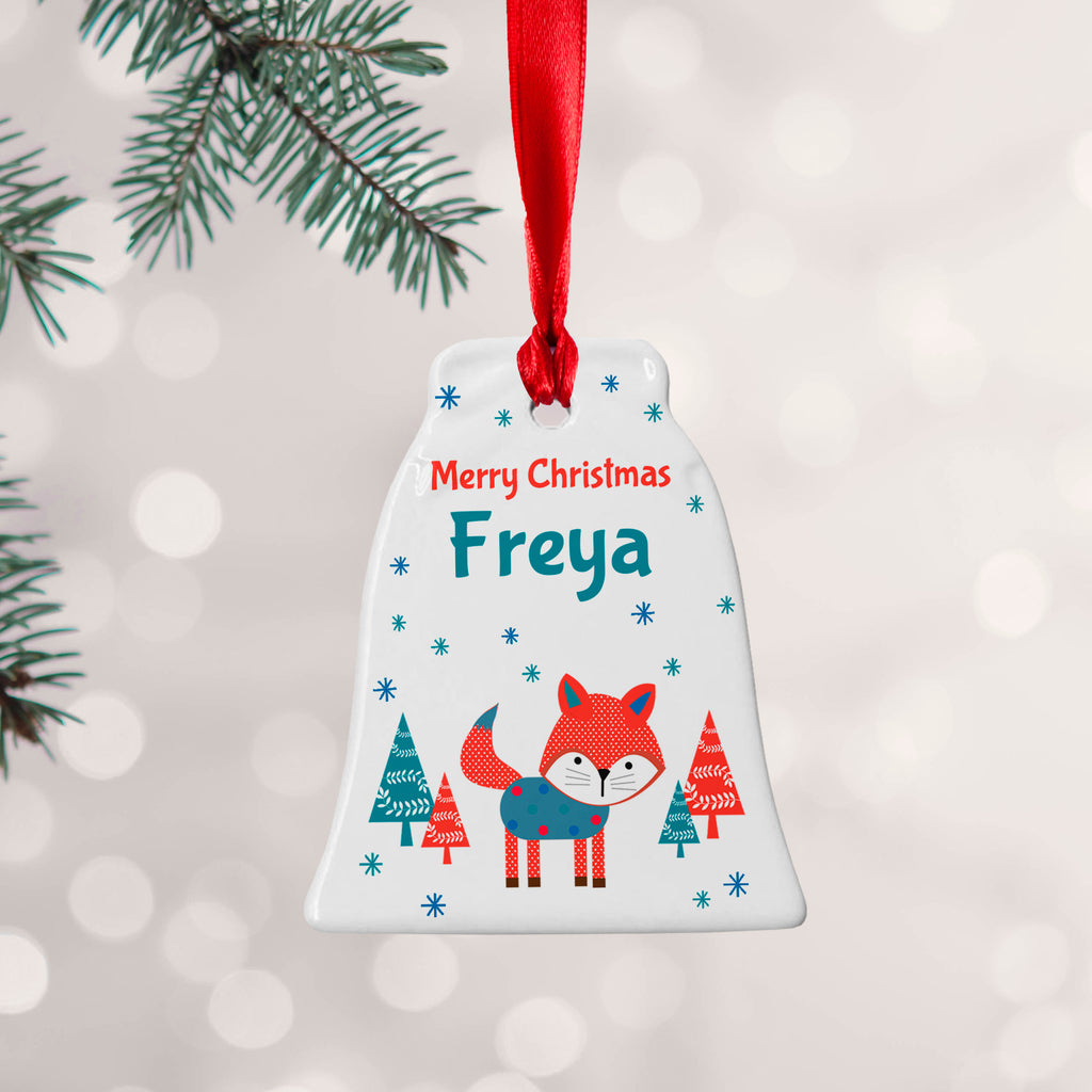Personalised Winter Fox Ceramic Decoration