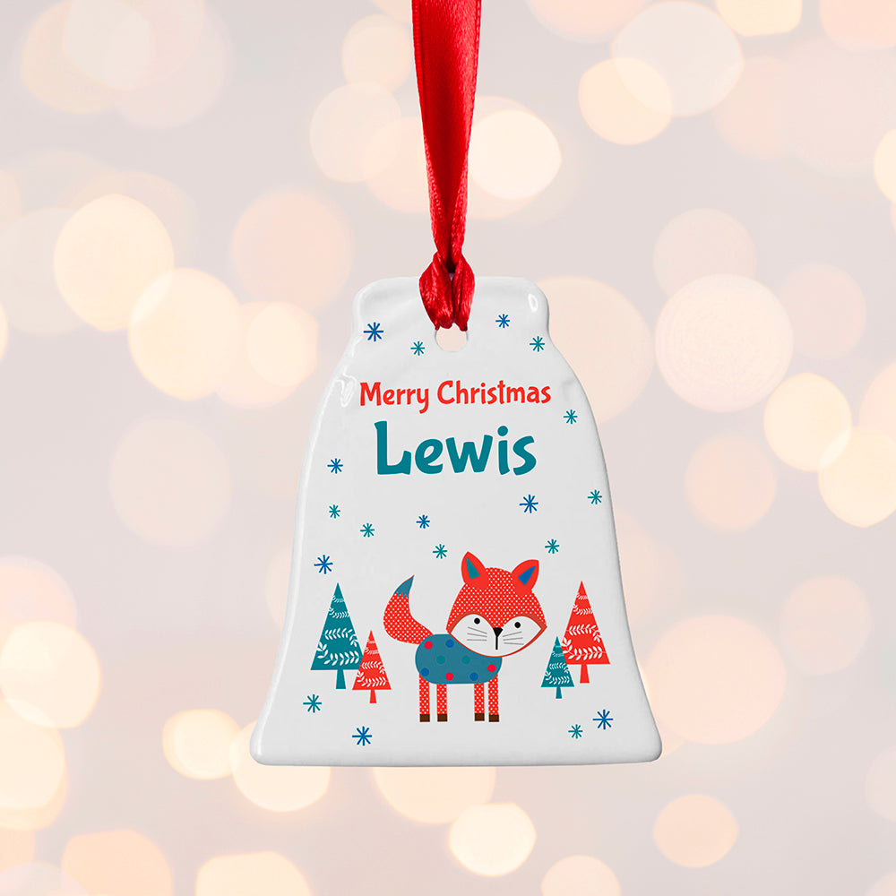 Personalised Winter Fox Ceramic Decoration