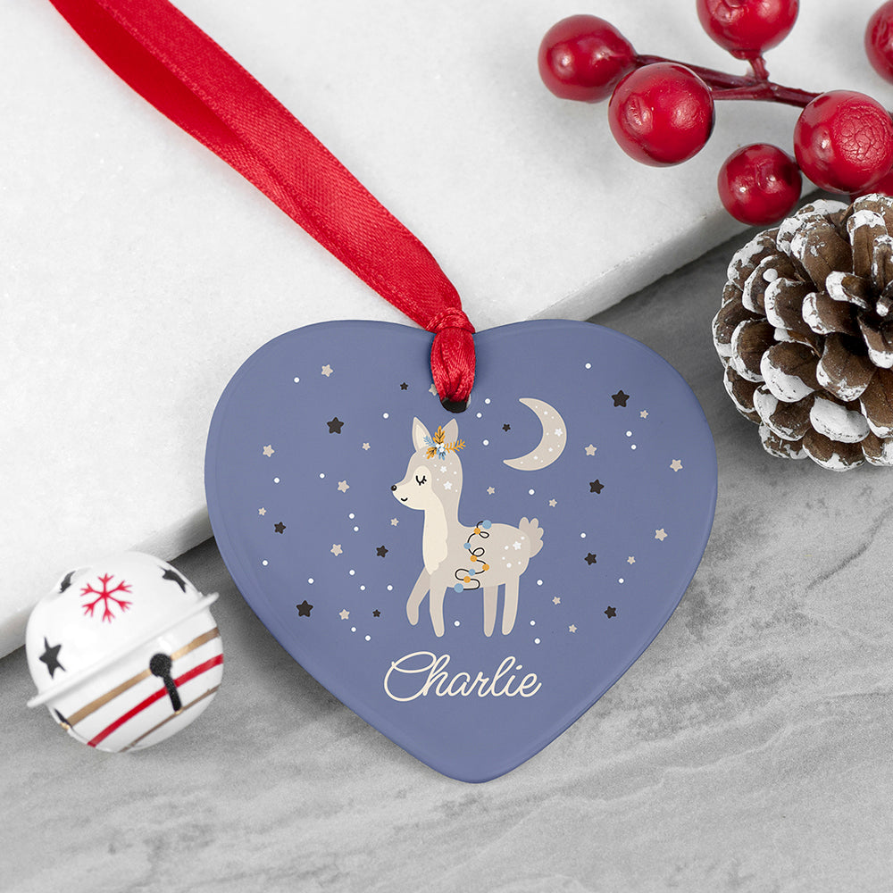 Personalised Moonlit Fawn Christmas Decoration