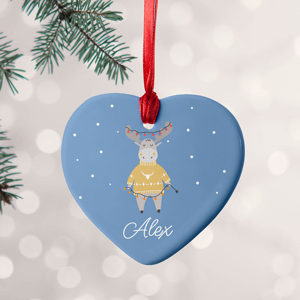 Personalised Festive Moose Christmas Decoration
