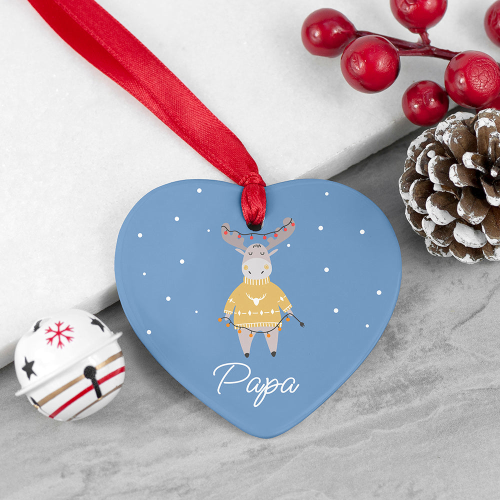 Personalised Festive Moose Christmas Decoration