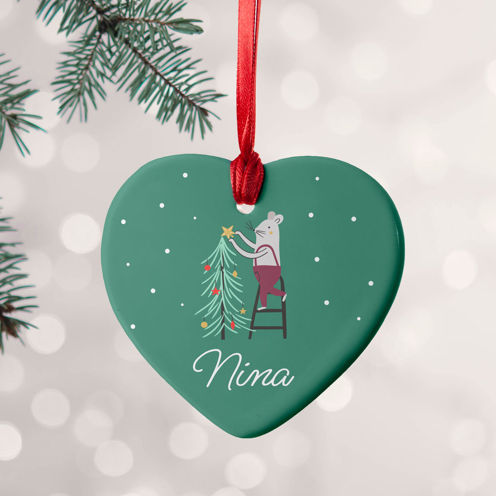 Personalised Christmas Mouse Ceramic Decoration