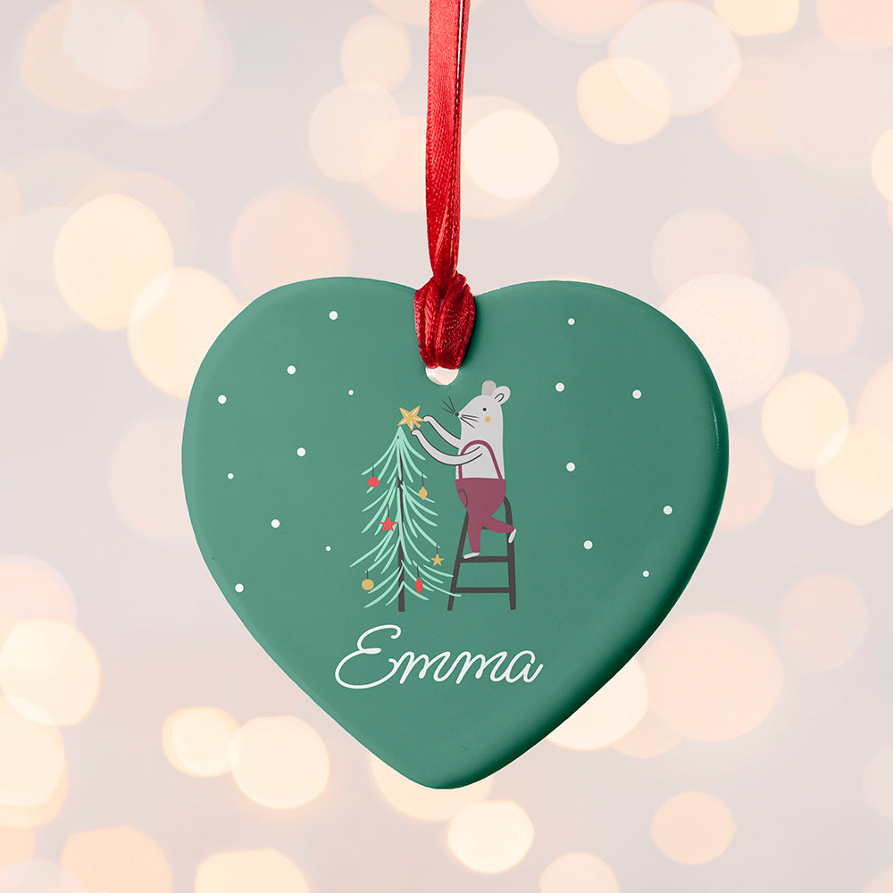 Personalised Christmas Mouse Ceramic Decoration