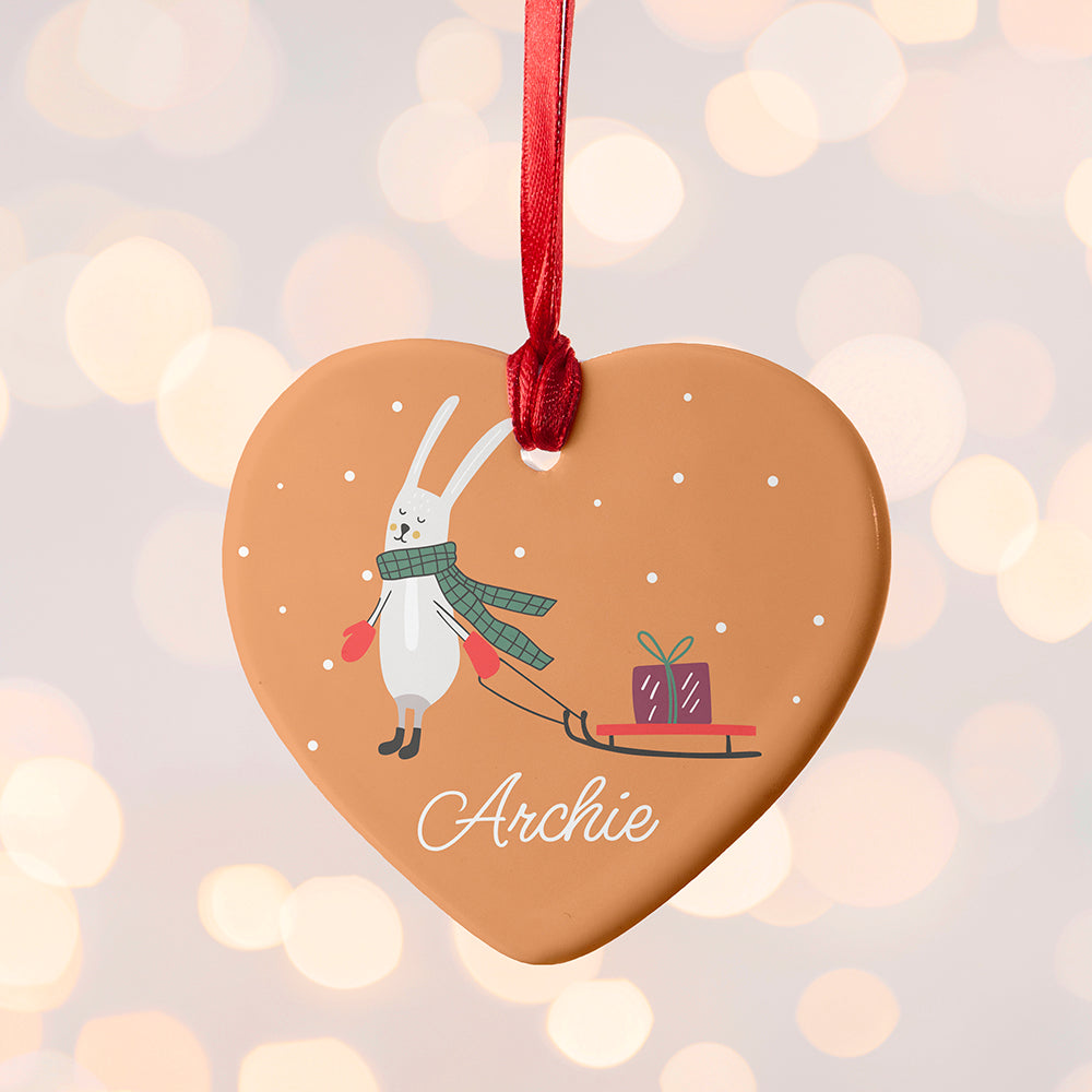 Personalised Sleigh Rabbit Christmas Decoration