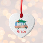 Personalised Christmas Tree Van Ceramic Decoration