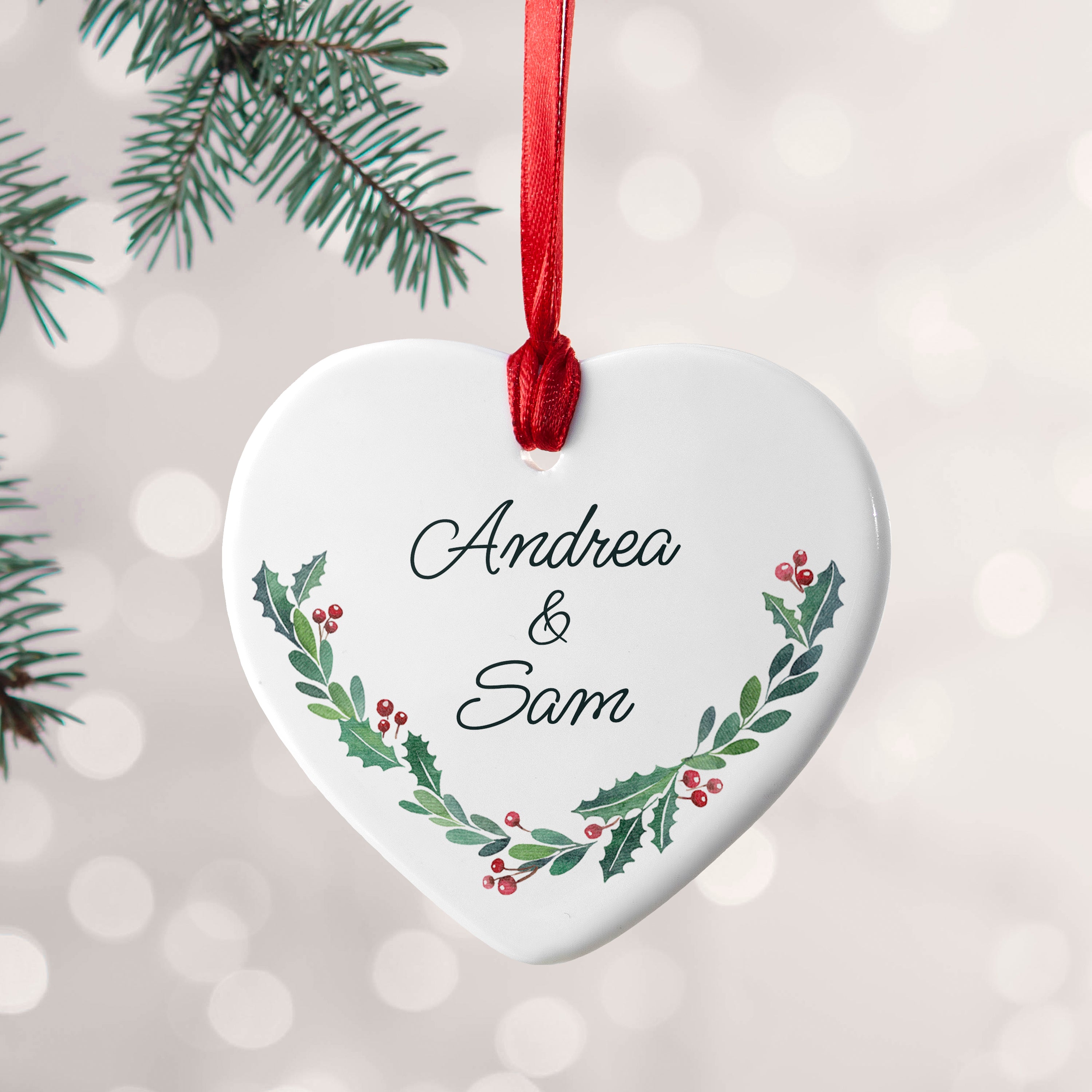Personalised Couples Wreath Christmas Decoration