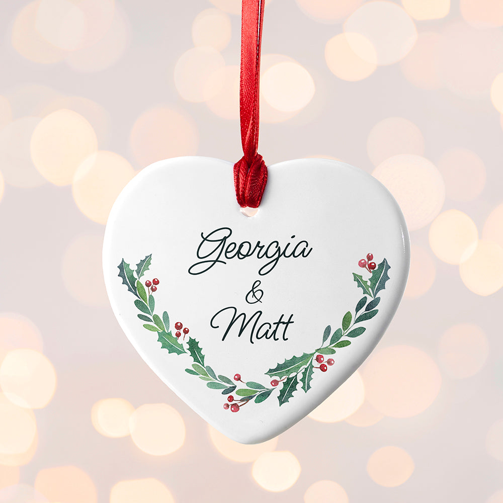 Personalised Couples Wreath Christmas Decoration