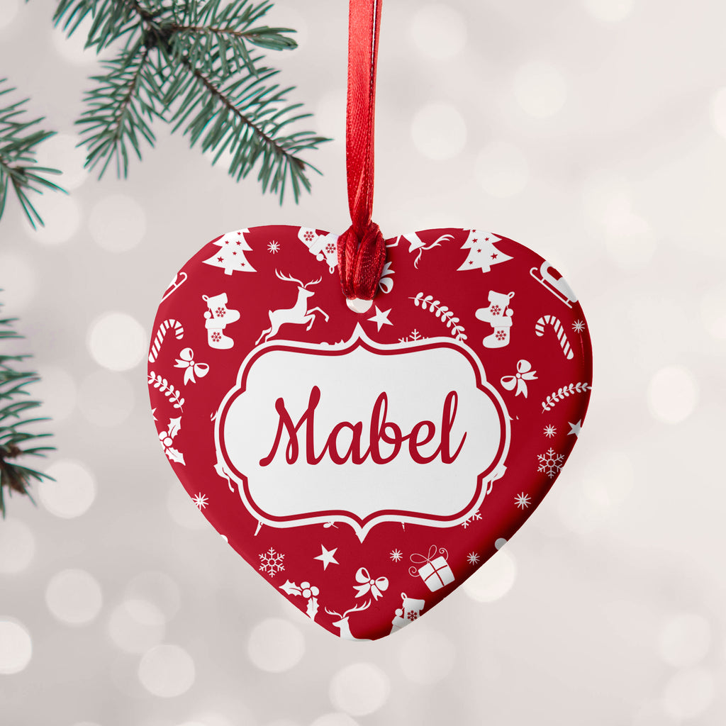 Personalised Festive Pattern Ceramic Decoration