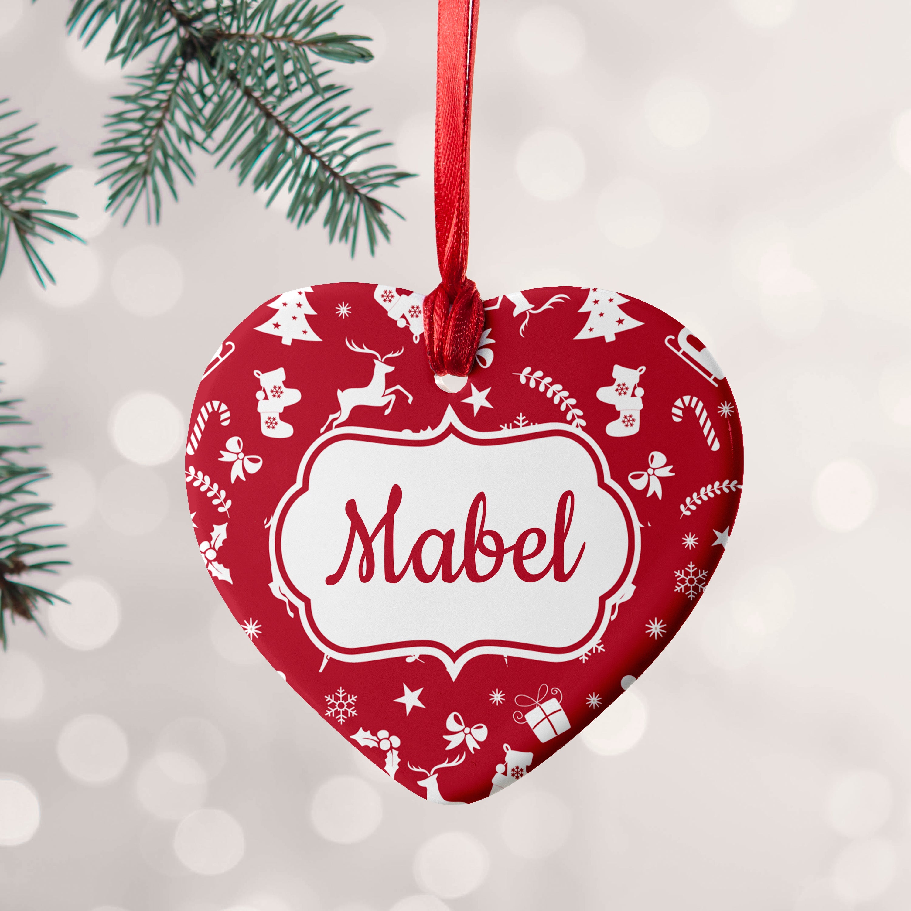 Personalised Festive Pattern Ceramic Decoration