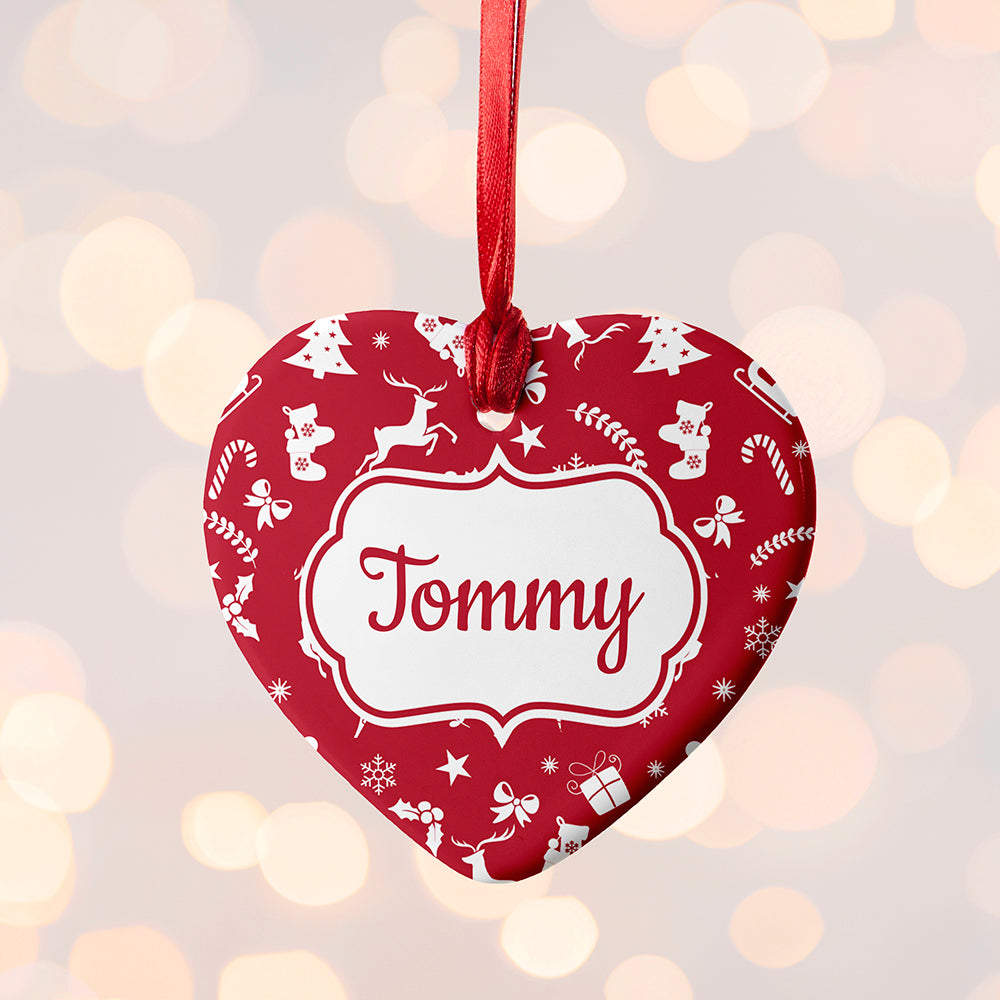 Personalised Festive Pattern Ceramic Decoration