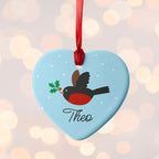 Personalised Holly Robin Christmas Decoration
