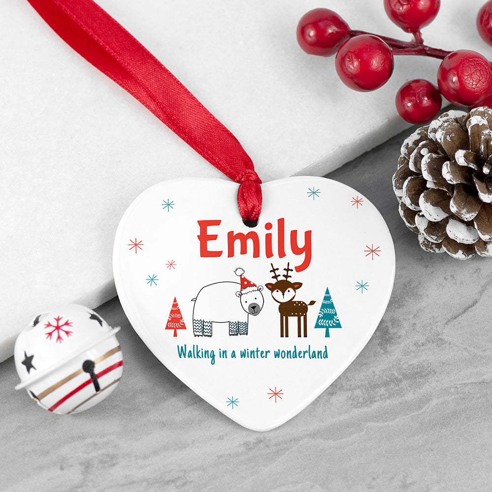 Personalised Winter Scene Ceramic Decoration