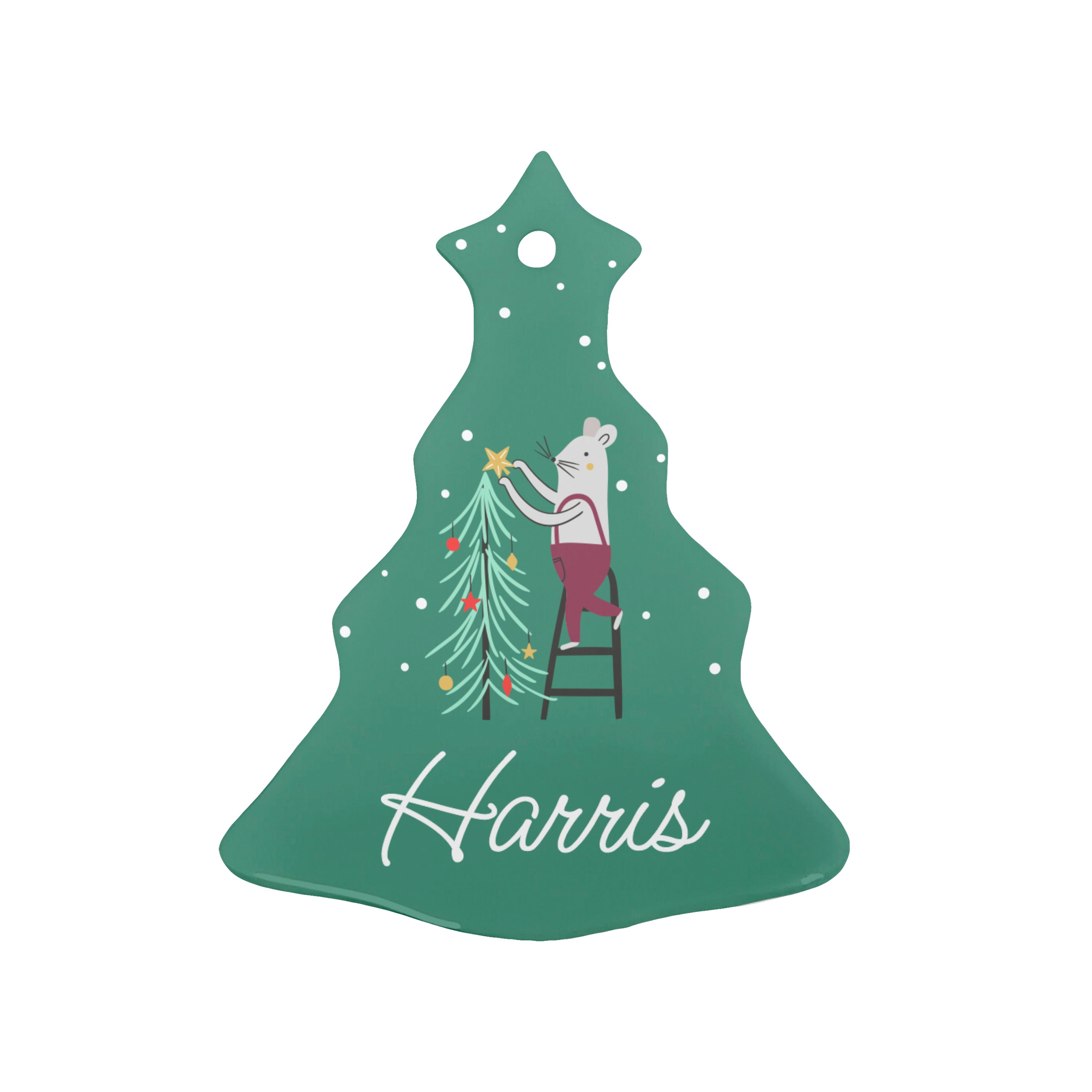 Personalised Christmas Mouse Ceramic Decoration