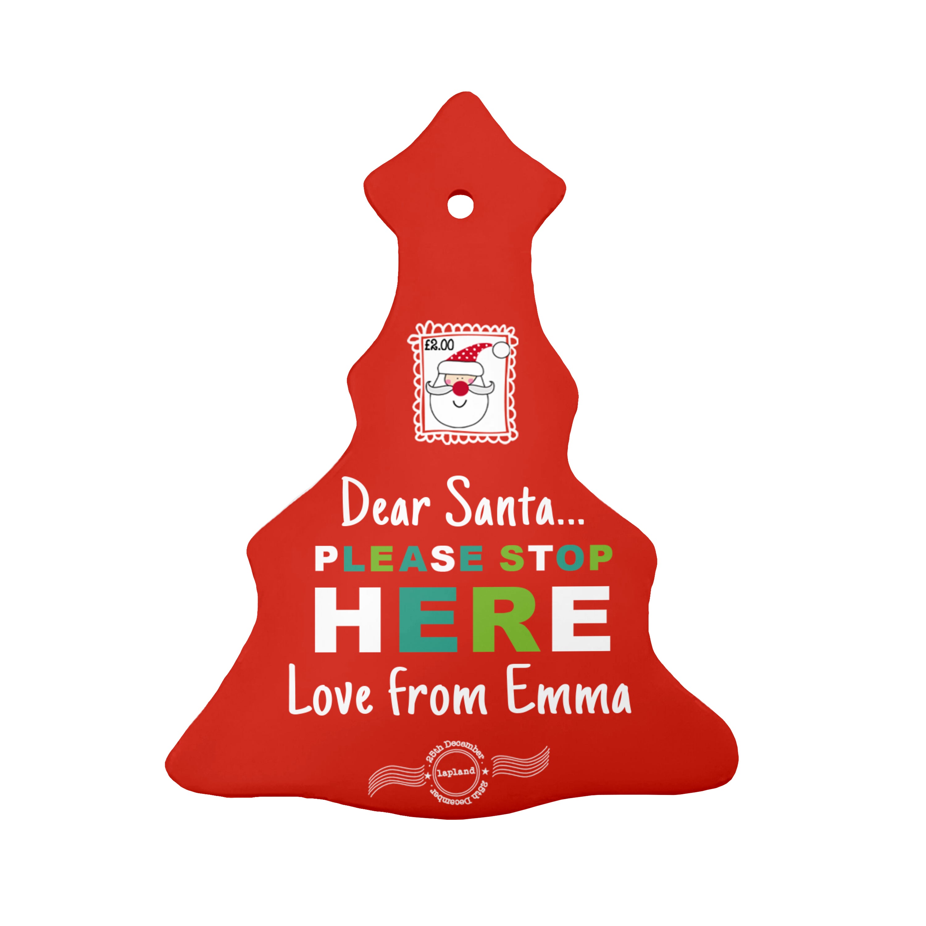 Personalised Dear Santa Christmas Decoration