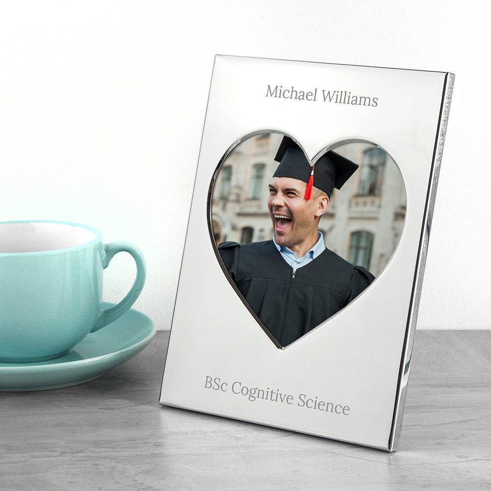 Personalised Graduation Silver Heart Photo Frame