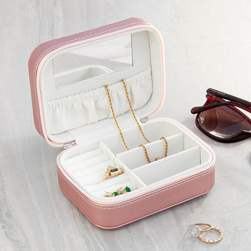 Customisable Pink Metallic Moon and Stars Jewellery Case