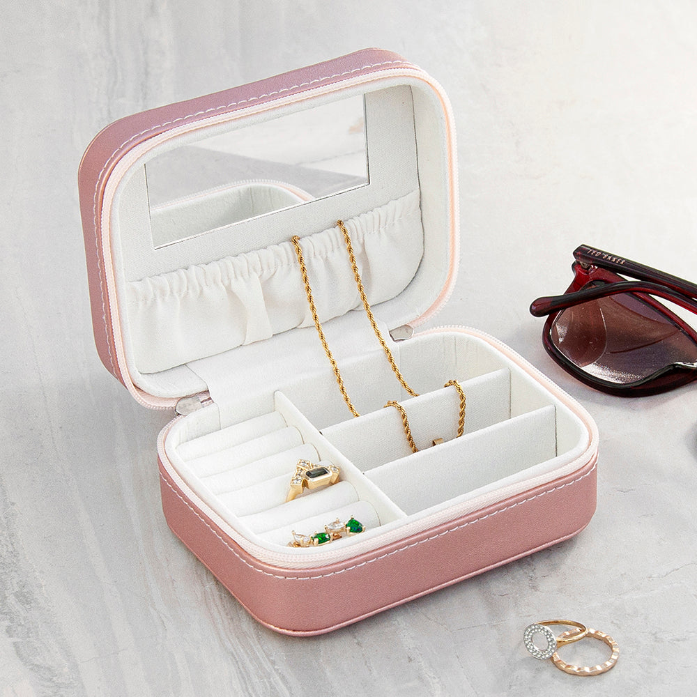Customisable Pink Metallic Moon and Stars Jewellery Case