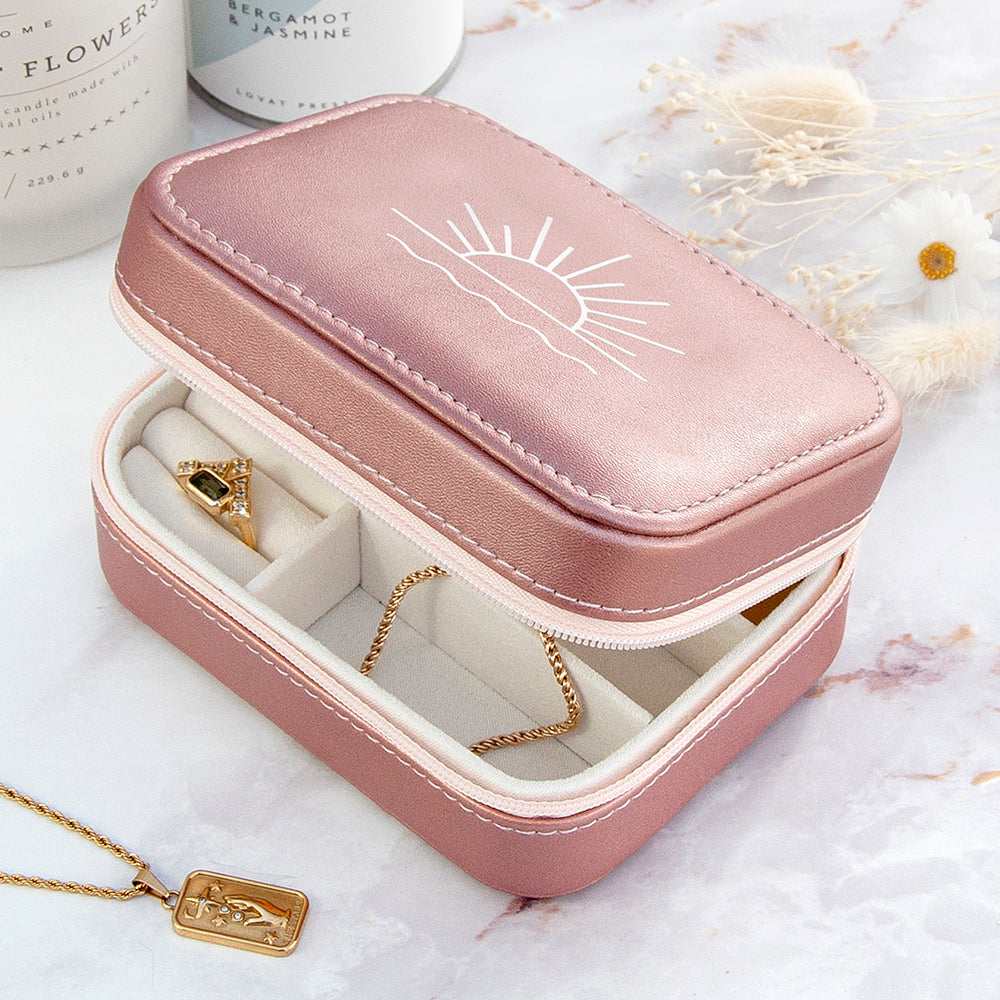 Customisable Pink Metallic Sunset Jewellery Case