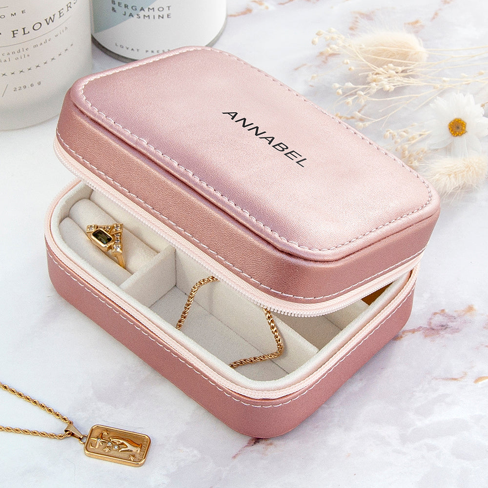 Personalised Bold Message Pink Jewellery Case