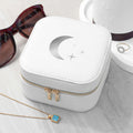 Moon and Stars White Travel Jewellery Case