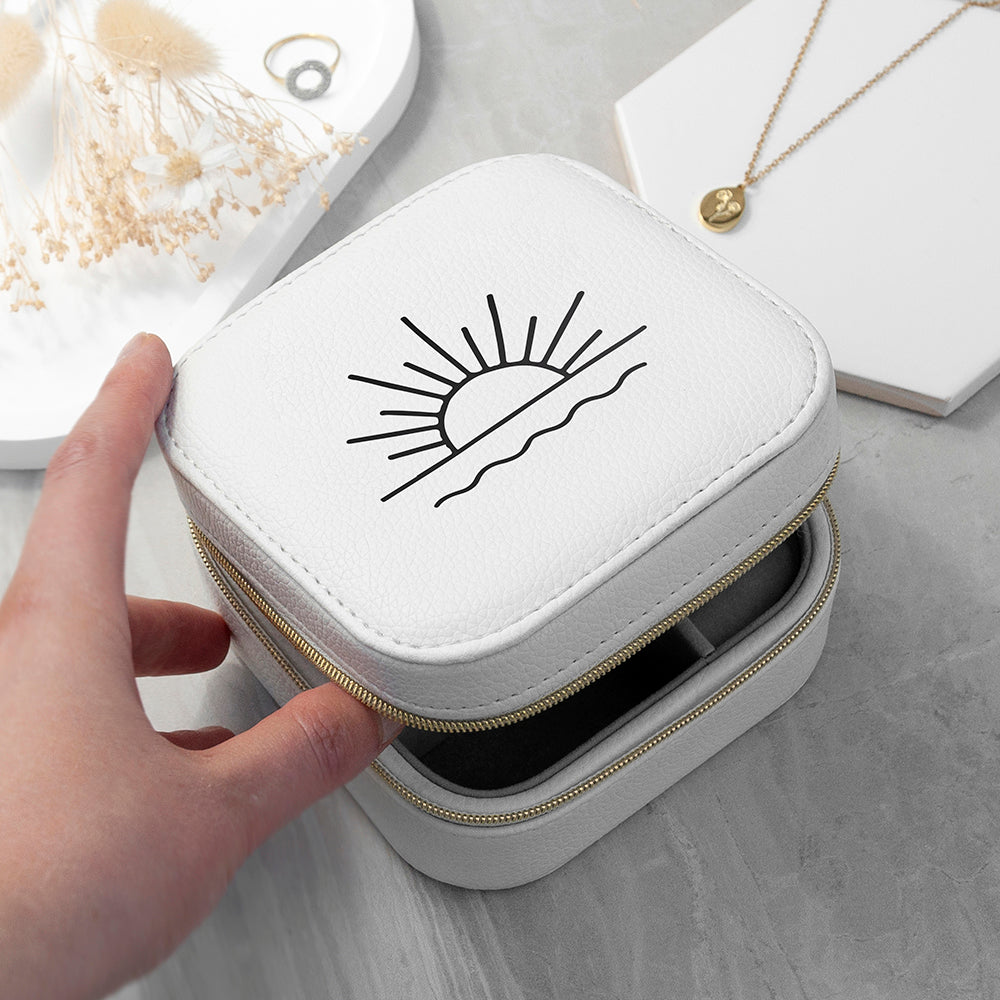 Sunset White Square Travel Jewellery Case