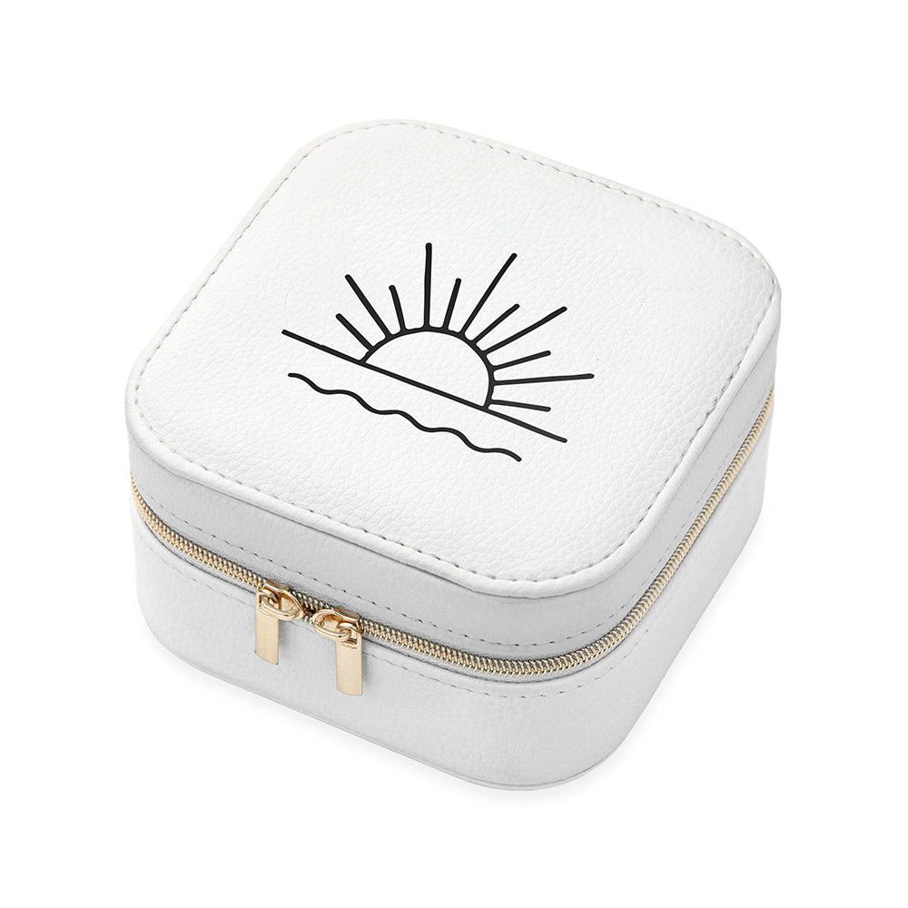 Sunset White Square Travel Jewellery Case