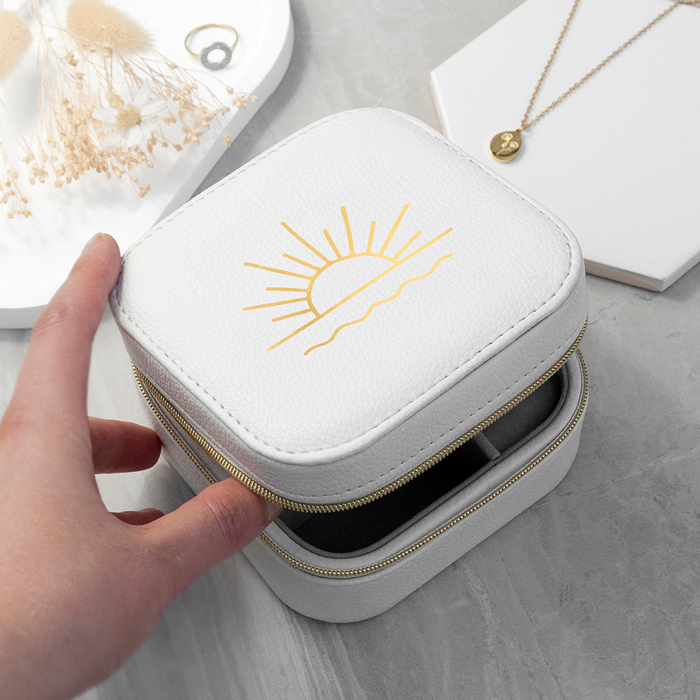 Sunset White Square Travel Jewellery Case