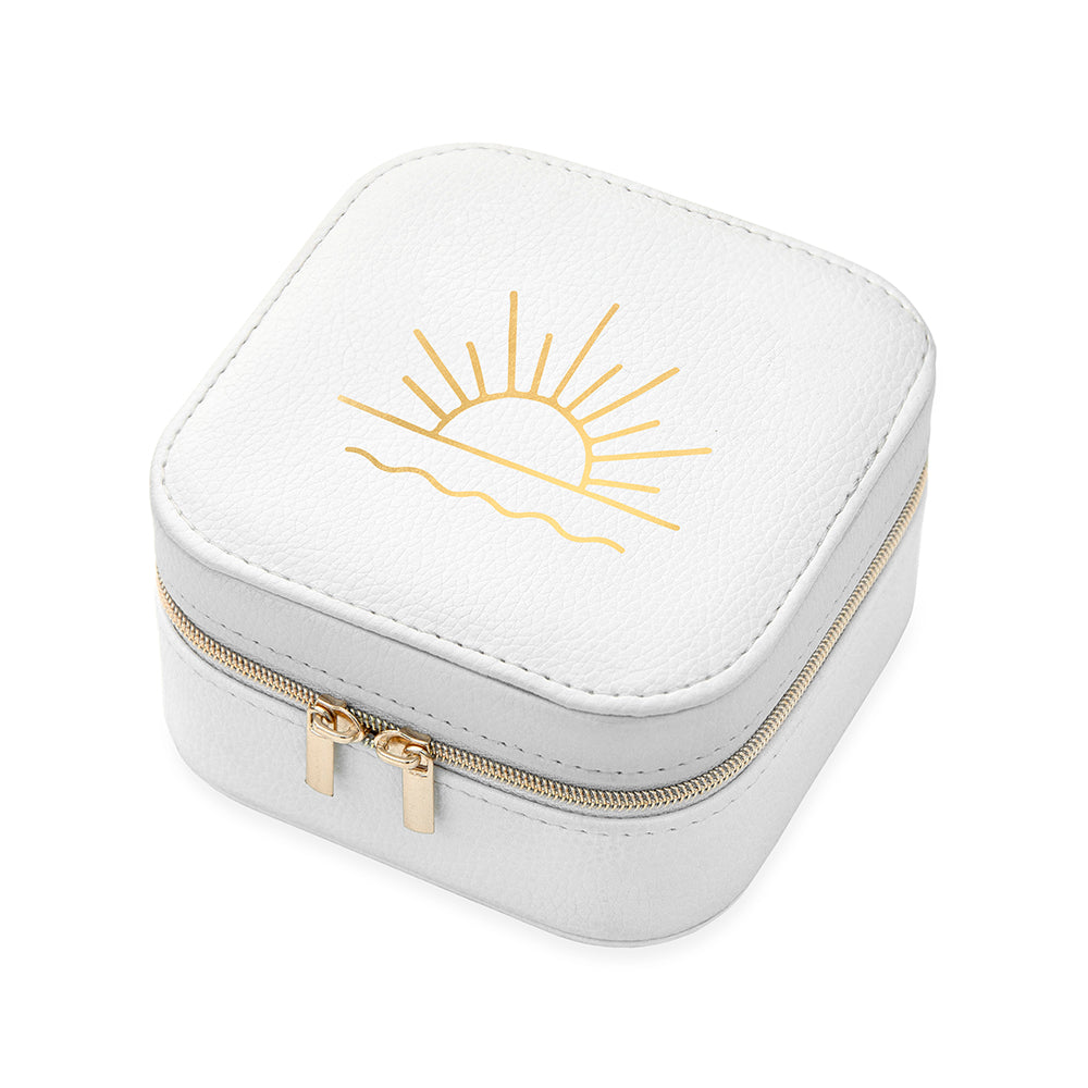 Sunset White Square Travel Jewellery Case