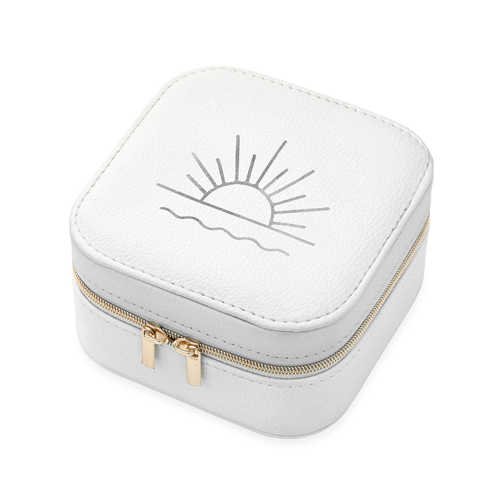 Sunset White Square Travel Jewellery Case