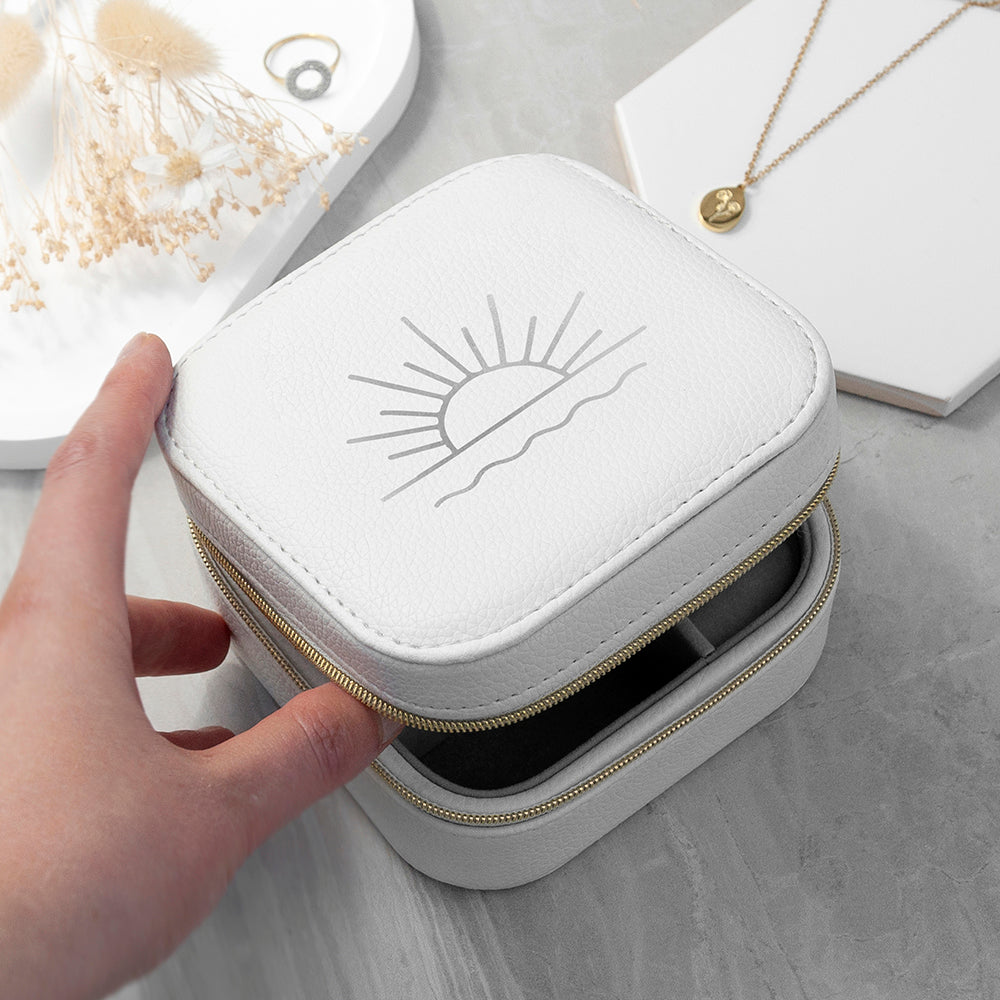 Sunset White Square Travel Jewellery Case