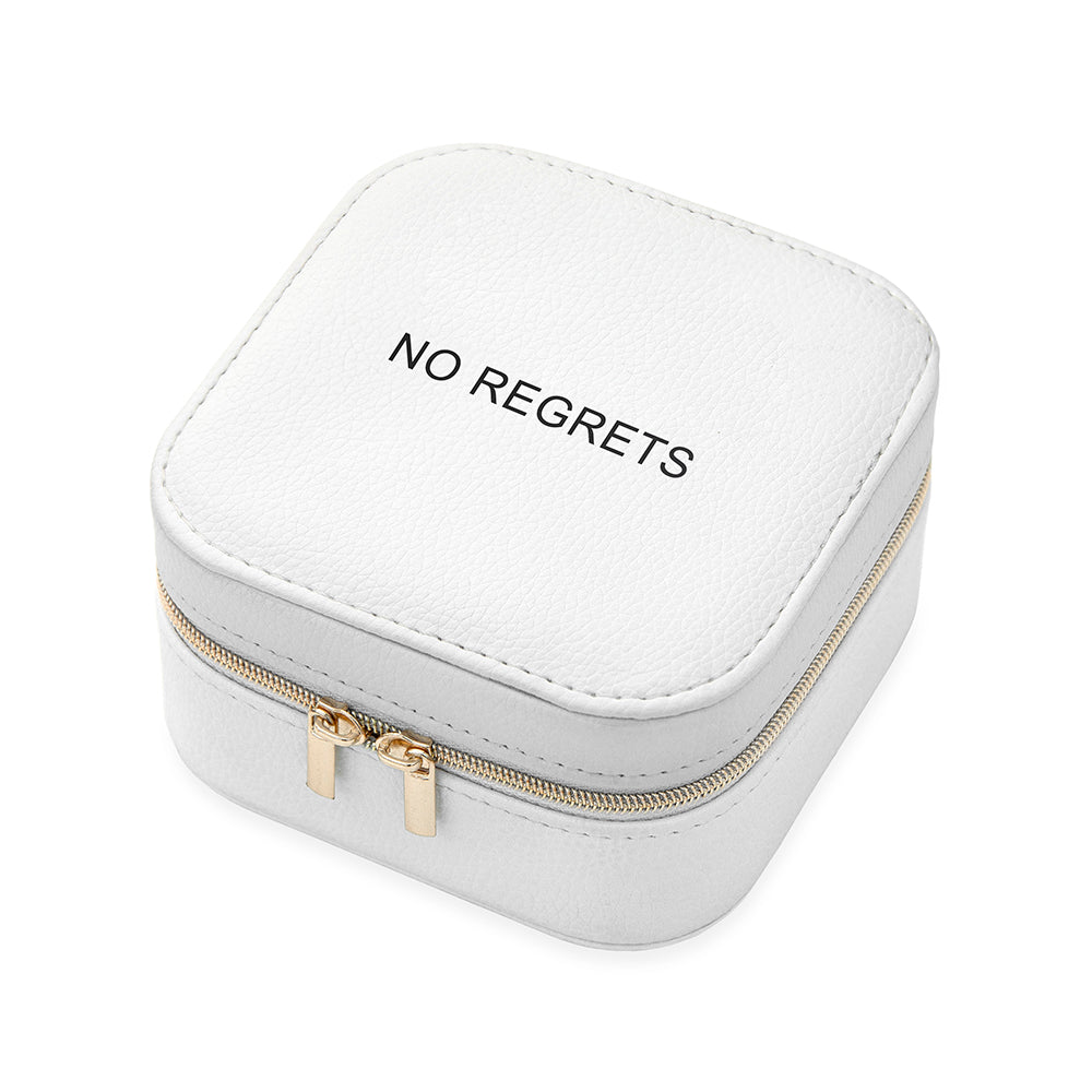 Personalised Bold Message White Travel Jewellery Case