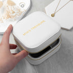 Personalised Bold Message White Travel Jewellery Case