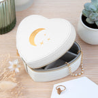 Moon and Stars White Heart Jewellery Case