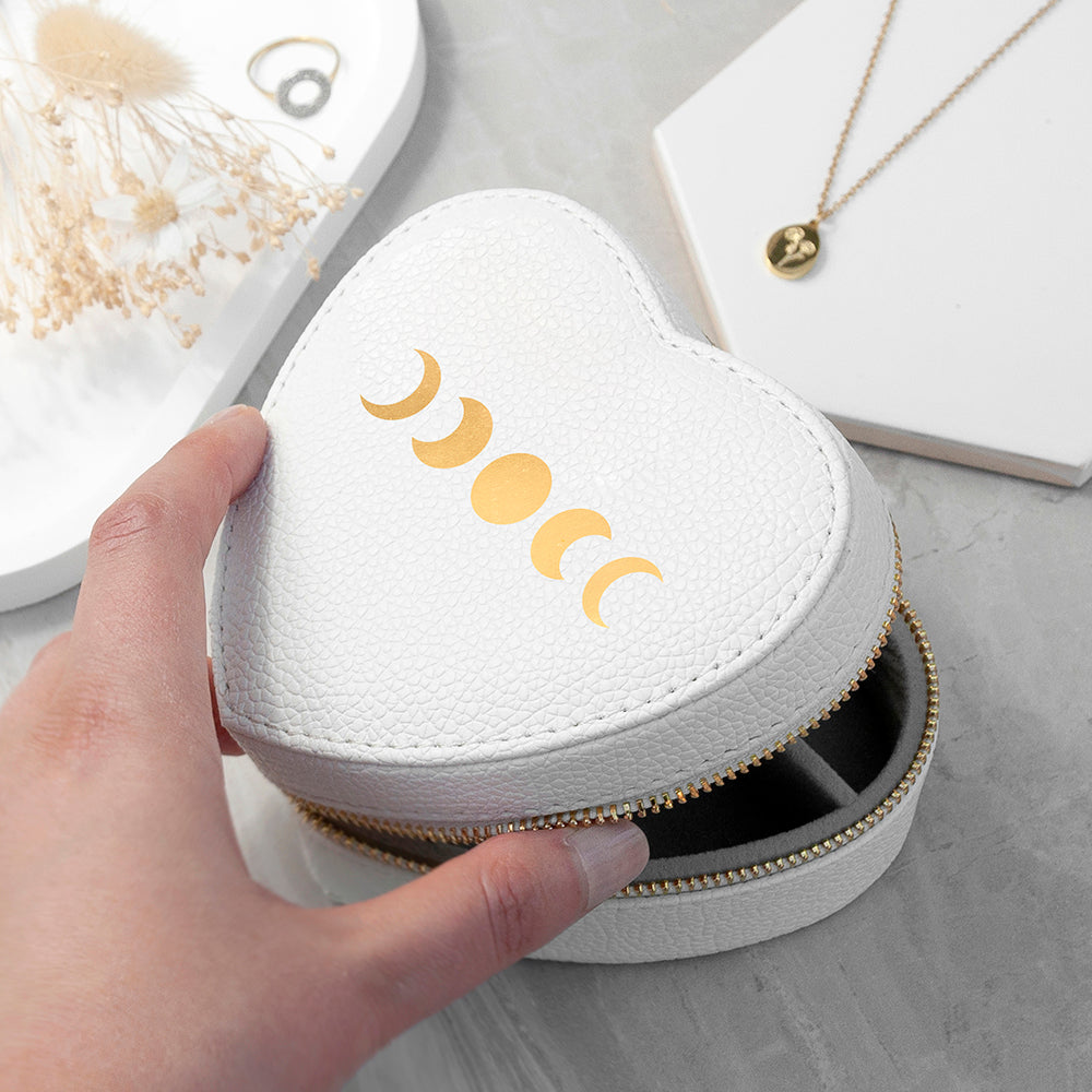 Lunar Phase White Heart Jewellery Case