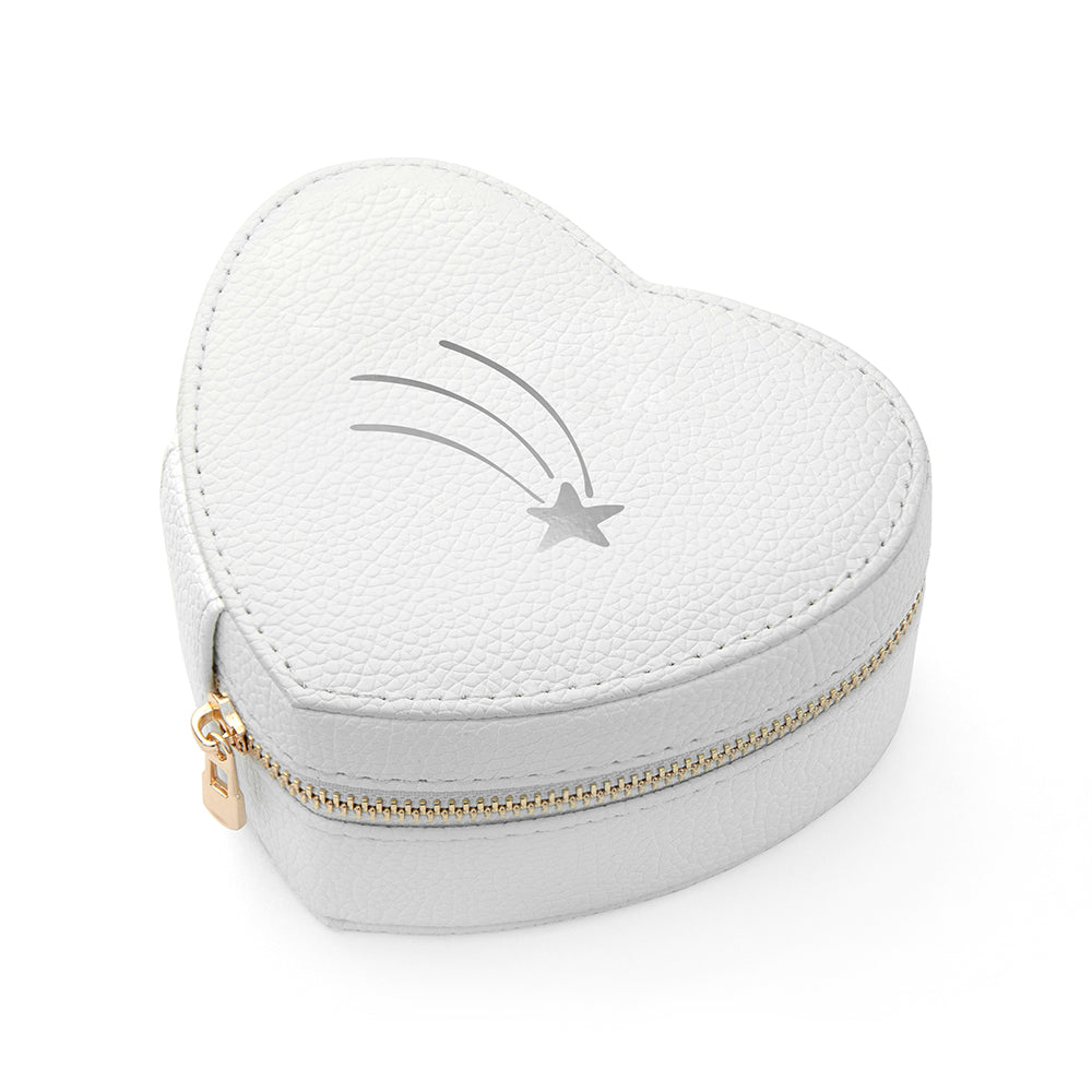 Customisable Shooting Star White Heart Jewellery Case