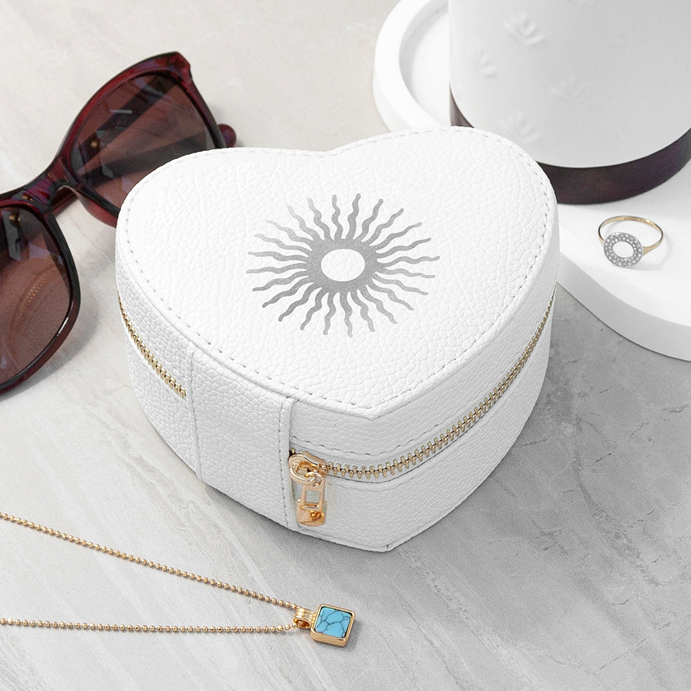 Customisable Sun White Heart Jewellery Case