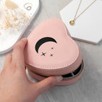 Moon and Stars Pink Heart Travel Jewellery Case