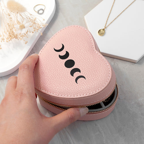 Customisable Moon Phase Pink Heart Jewellery Case