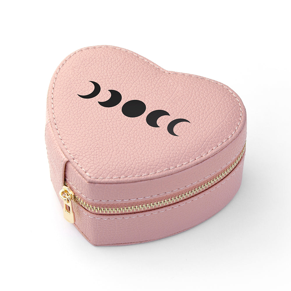 Customisable Moon Phase Pink Heart Jewellery Case