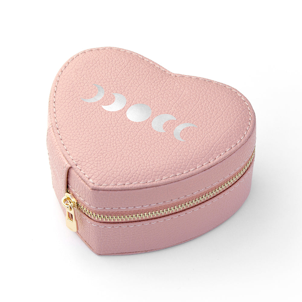 Customisable Moon Phase Pink Heart Jewellery Case