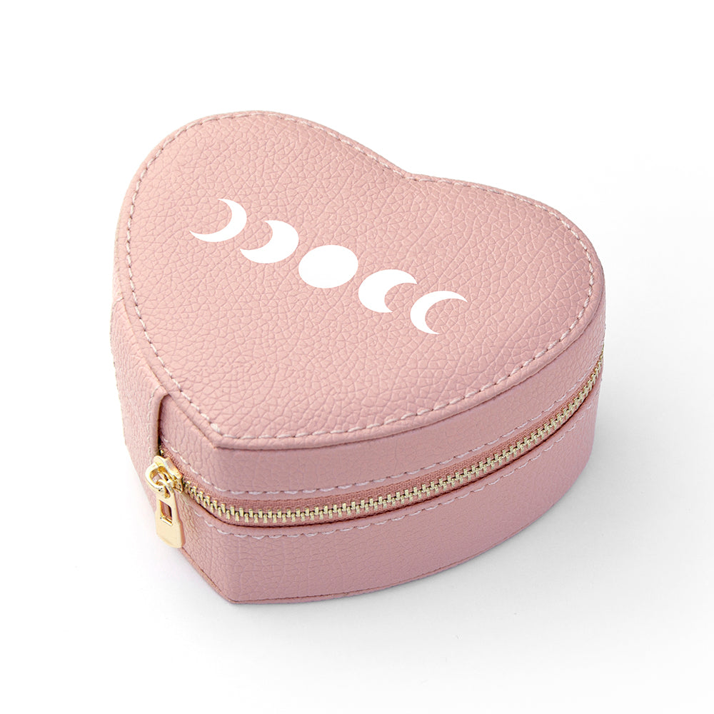 Customisable Moon Phase Pink Heart Jewellery Case