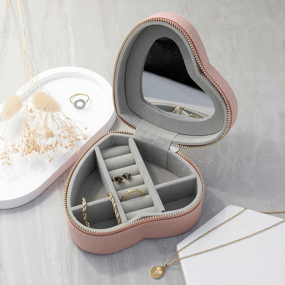 Sunset Pink Heart Jewellery Case