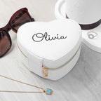 Personalised White Heart Jewellery Case
