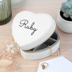Personalised White Heart Jewellery Case