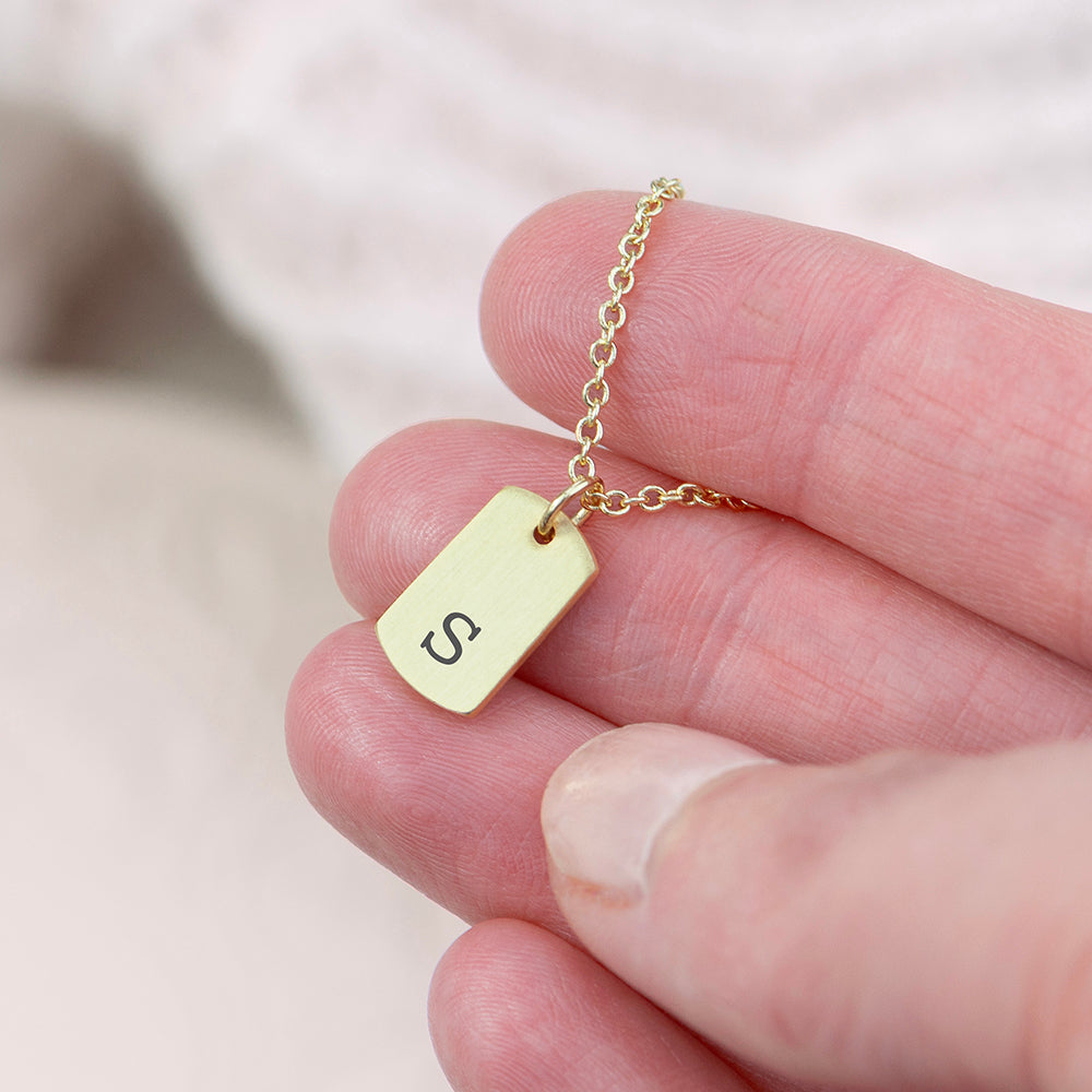 Personalised Gold Initial Tag Necklace