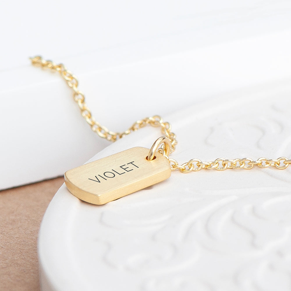 Personalised Gold Name Tag Necklace