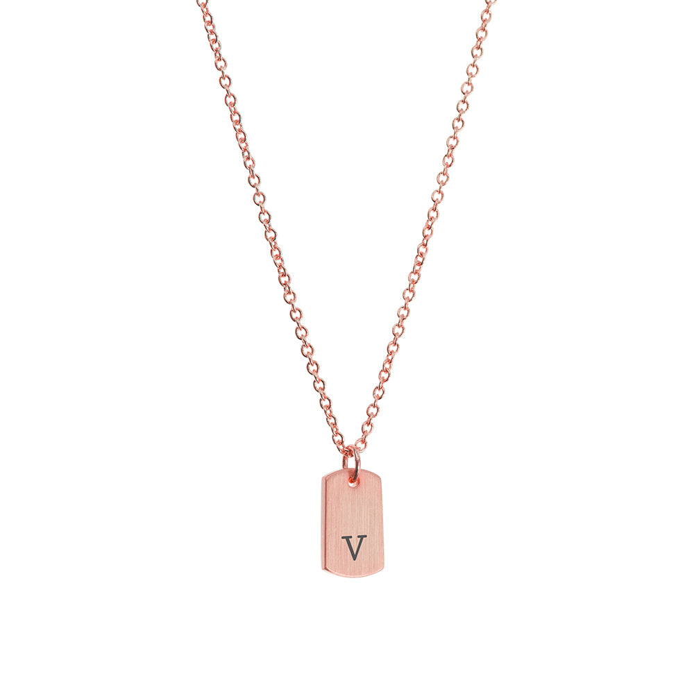 Personalised Rose Gold Initial Tag Necklace