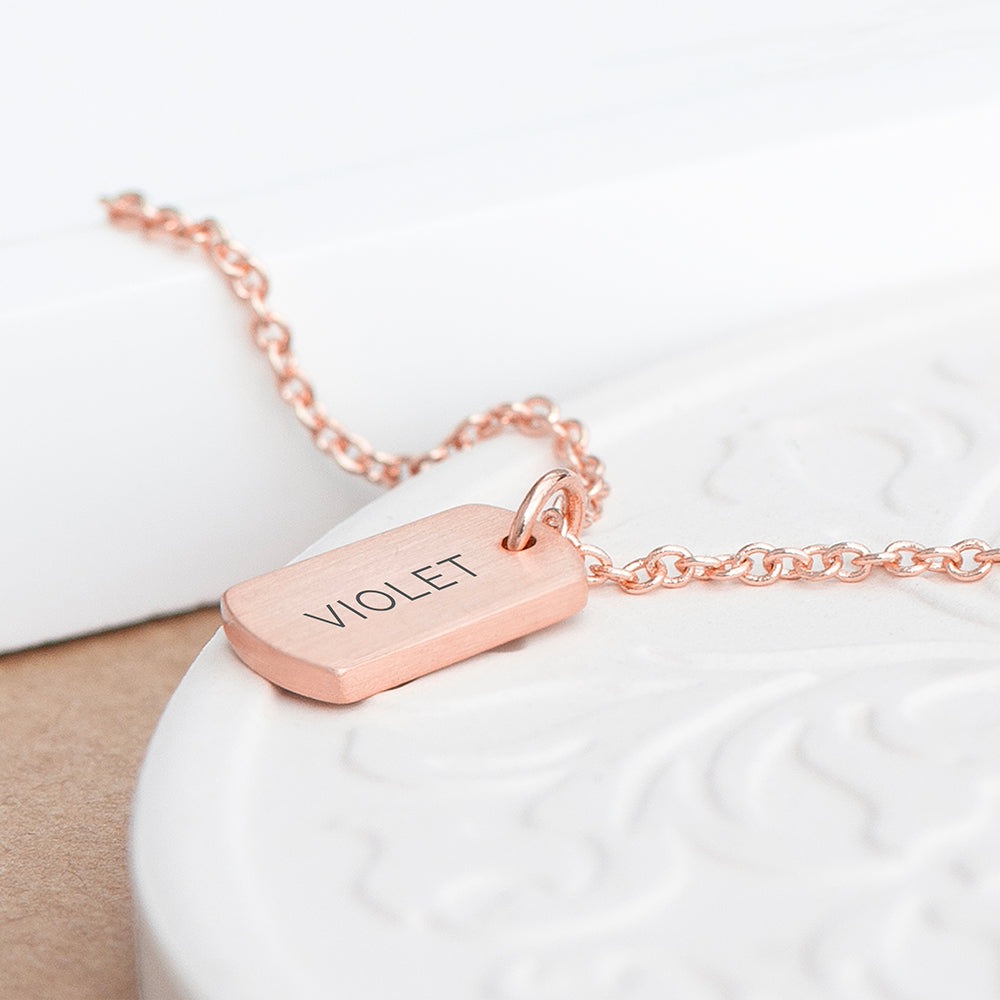 Personalised Rose Gold Name Tag Necklace