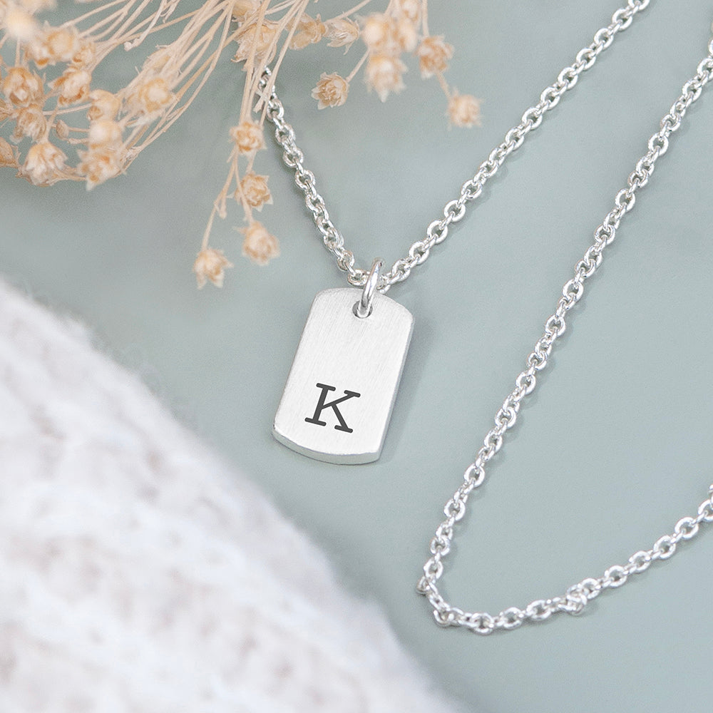 Personalised Silver Initial Tag Necklace