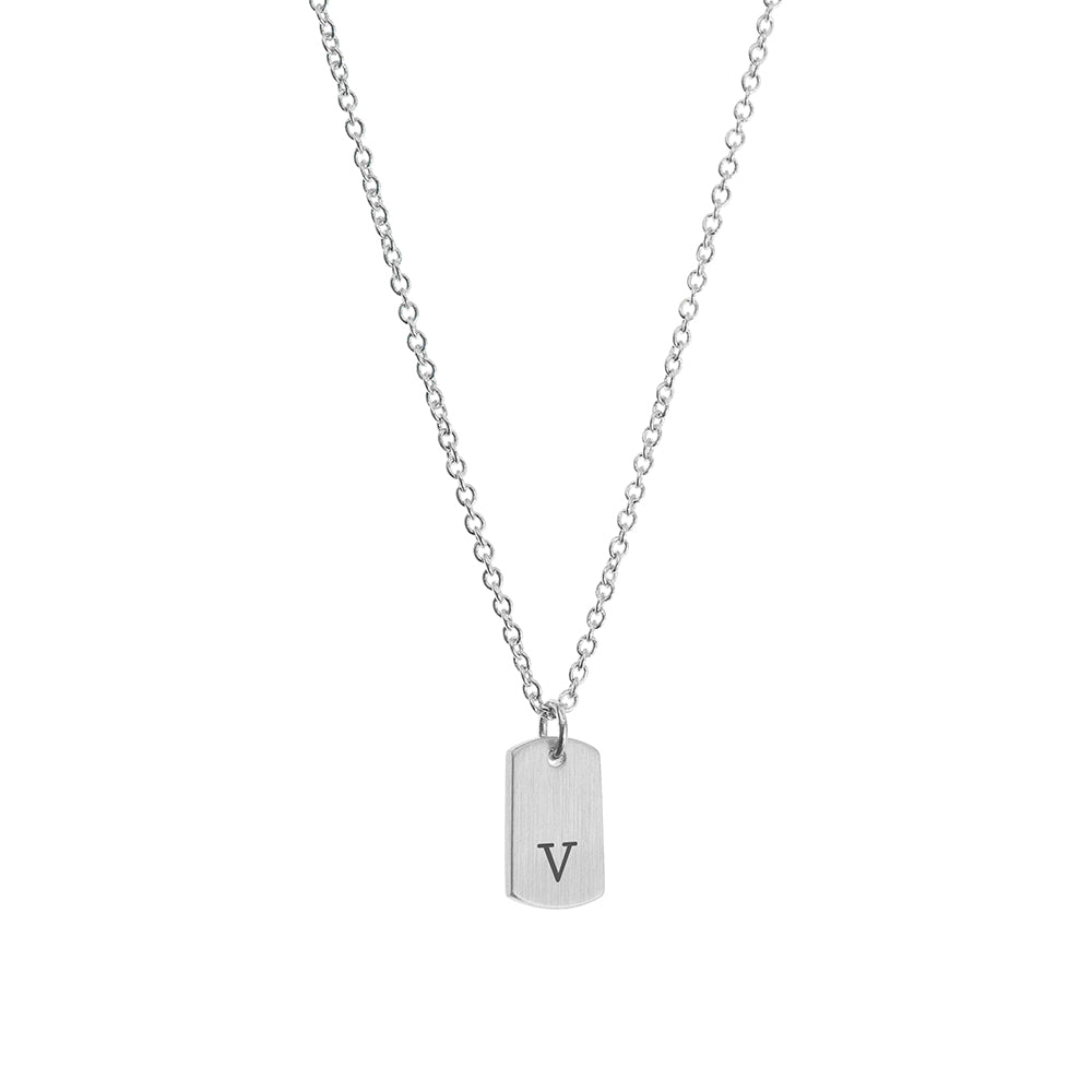 Personalised Silver Initial Tag Necklace